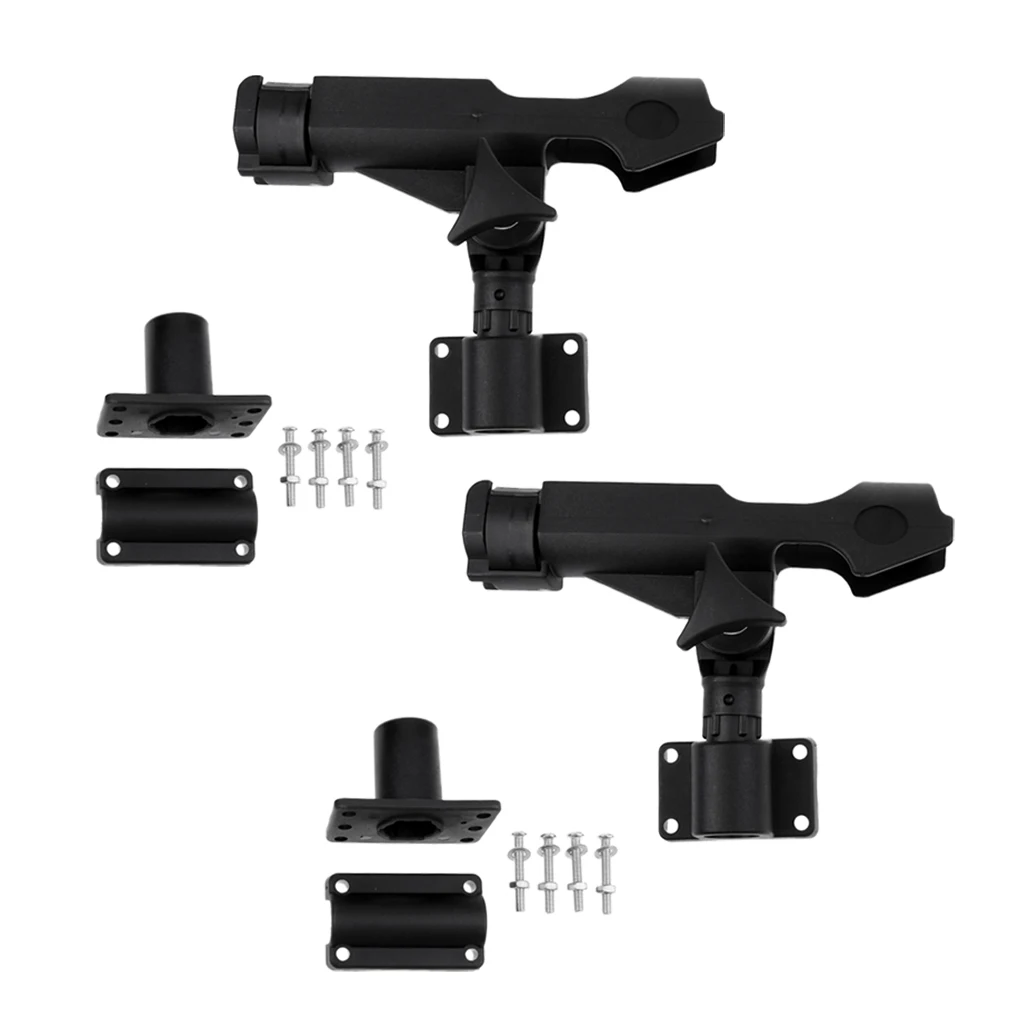 

2 Pieces Side Rail Flush Mount 360 Degree Swivel Kayak Boat Fishing Rod Holder Rack Tackle Accessories