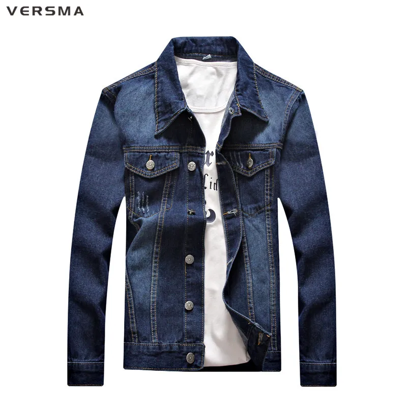 

VERSMA Girls Denim Jacket Men Camisa Chemise Homme Col Mao Casual Shirt Urban Denim Jeans Male Fashion Trends Mens Denim Shirt