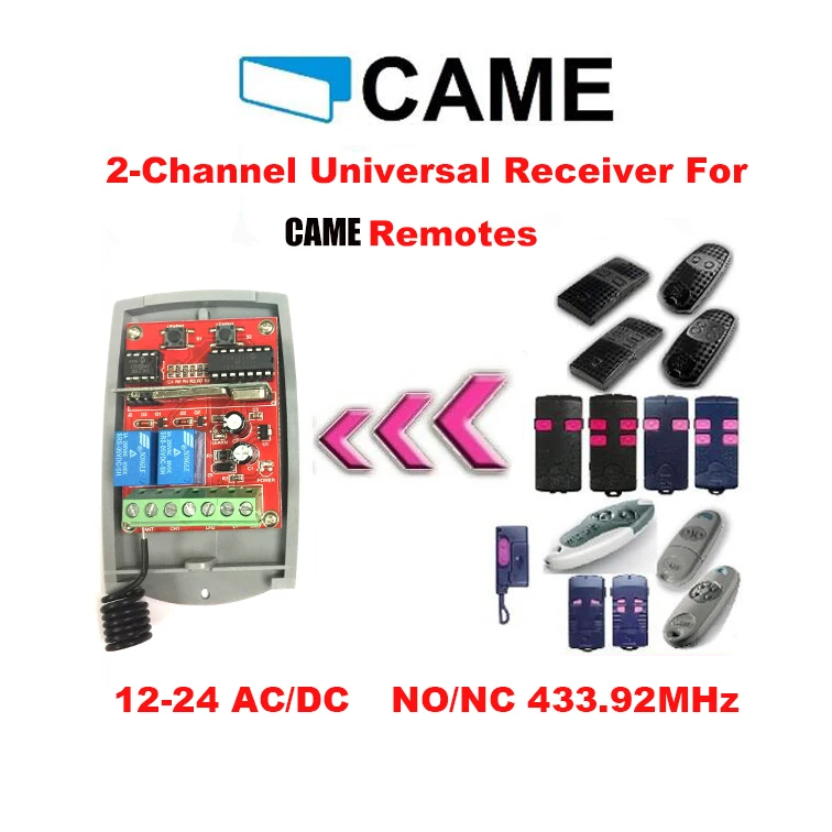 

Universal 2 channel Wireless Garage Door 433MHZ DC 12V/24V Receiver compatible with Came receiver