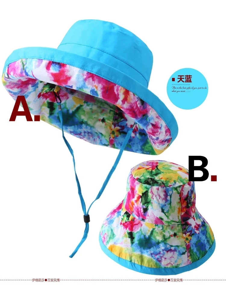 Новая двухсторонняя одежда летняя кепка для женщин Пляжная Солнцезащитная шляпа модные широкие свисающие поля шляпы HT51175+ 20