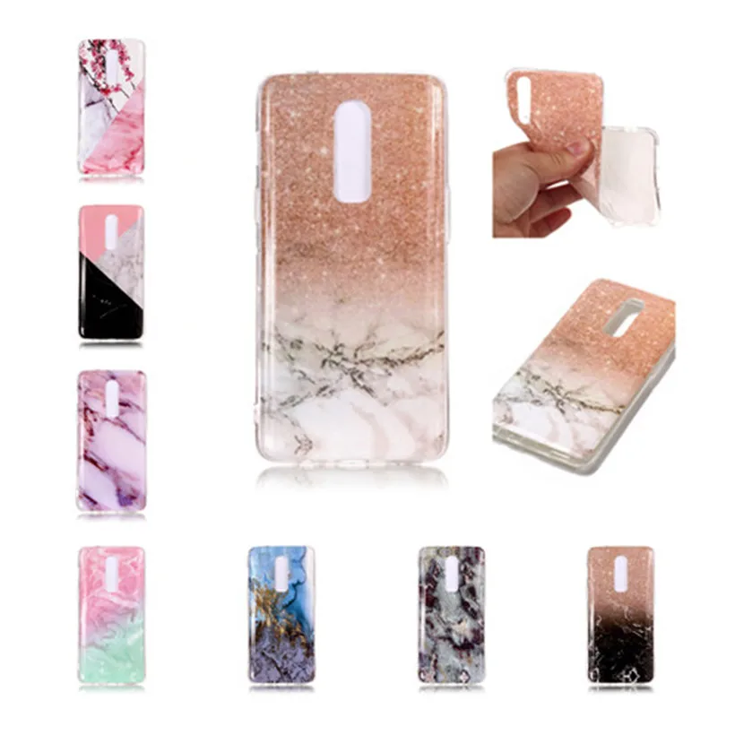

HEMASOLY Case For OnePlus 6 Silicone Case For OnePlus 6 Case Luxury Marble Flower Geometric Soft TPU Phone Cover