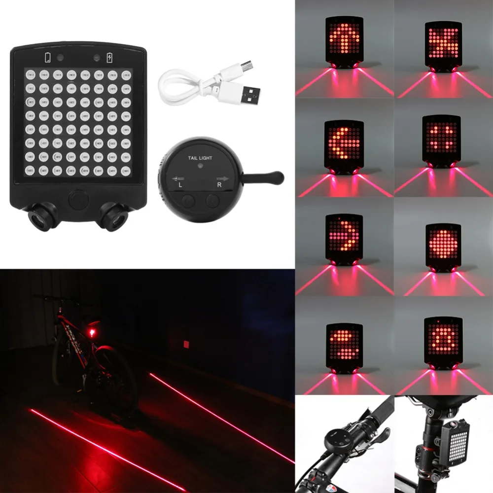 USB Rechargeable LED Tail Light Turn Signal Rear Brake Lamp bike Bicycle Light
