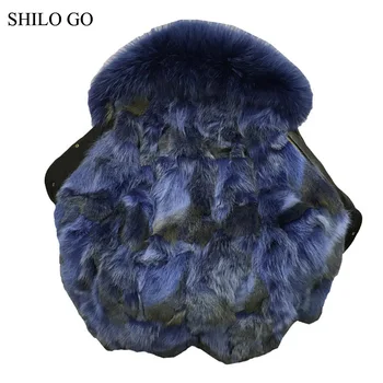 

SHILO GO 5XL Fur Parkas Mens Winter Fashion Dark Blue Loose Raccoon Fur Collar Real Wolf Fur hooded Black Army Green long coat