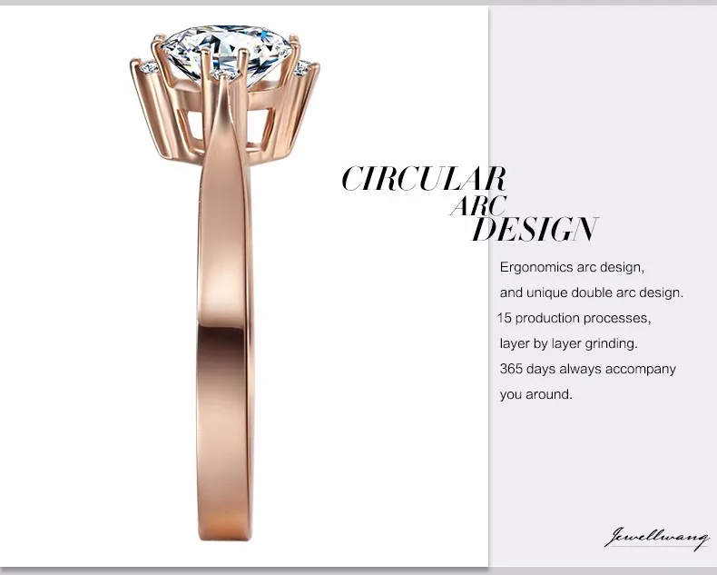 Jewellwang Złota Róża 18 K Moissanite Pierścionki Dla Kobiet 1ct