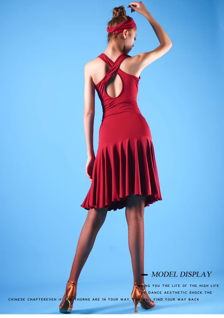 Для женщин Латинской платье для танцев без рукавов нерегулярные юбка Леди Бальные танго платья Cha одежда для сальсы для Для женщин Латинская практика Износ