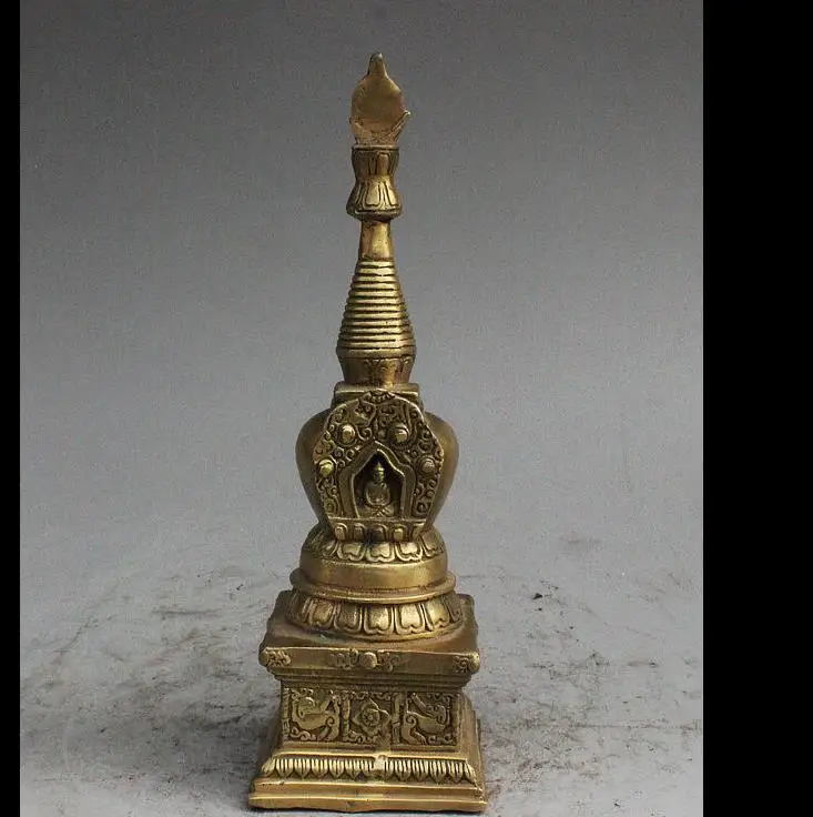 

wang6711159156++8" Tibet Buddhism Brass Pixiu Beast Shakyamuni Buddha Statue Stupa Pagoda Tower