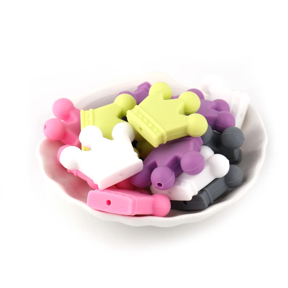

TYRY.HU 5pcs Silicone Beads Crown Baby Silicone Teething Toys DIY Necklace Chewing Teether Beads Food GradeTeether BPA Free