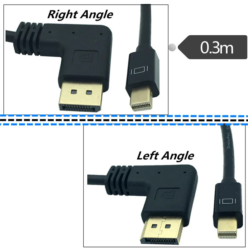 

DisplayPort 90 Degree Left & Right Angle Male to Mini DisplayPort Male Video Cable Adapter 0.3M
