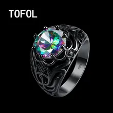 TOFOL Black Fashion Hollow Ring 2017 New Wedding Rings Finger Rings Metal Colorful Zirconium Creative Finger-ring US Size 6 7 8