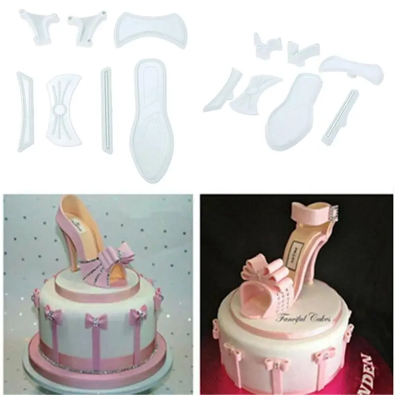 

7pcs/set Women High Heel Cake Embossed Mold DIY Plastic Fondant Cookie Mould Baking Cake Decorating Tool