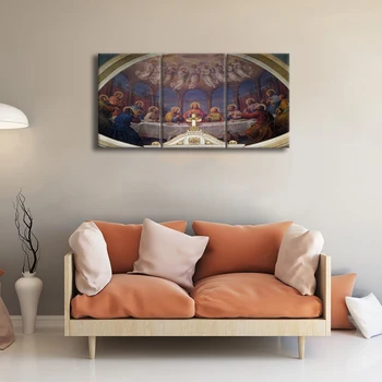 

3 Pieces Abstract Modern Home Decoration Canvas Printed Painting Last Supper Framed Wall Art For Living Room Modular Picture
