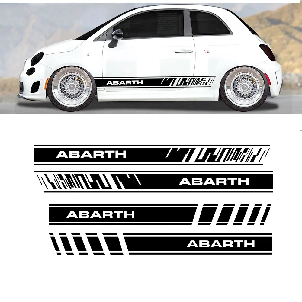 2 шт. виниловая наклейка на автомобиль Abarth сбоку стикер на автомобильную юбку наклейки полоса обертывания средства ухода за кожей стикеры s для FIAT 500 abarth