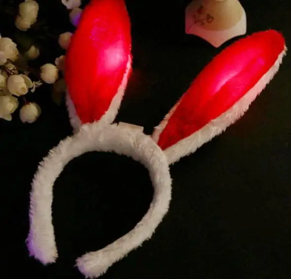 LED Light Luminous Rabbit Ears Flashing Bunny Ears Headdress Head Hair Band Hoop Toy Kid Birthday Party Supplies YH960