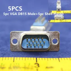 5 шт. VGA D-Sub 15 Булавки DIY мужчина VGA + В виде ракушки Пластик адаптер расширить конвертер VGA разъем для DIY vga кабель