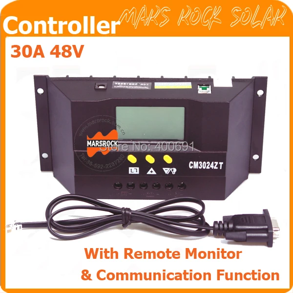 

30A 48V PWM Solar Charge Controller Regulator with Remote Monitor, Communication Function, Temperature Sensor, LED Display