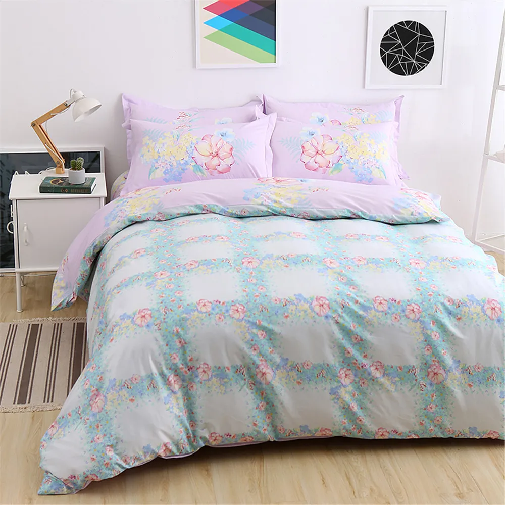 Florale Bettwäsche als Schlafzimmerdekoration - 100 Cotton 4pcs PrinteD Flower BeDDing Set Plant Quilt Cover Set Home Textiles BeDroom Decor Comfortable