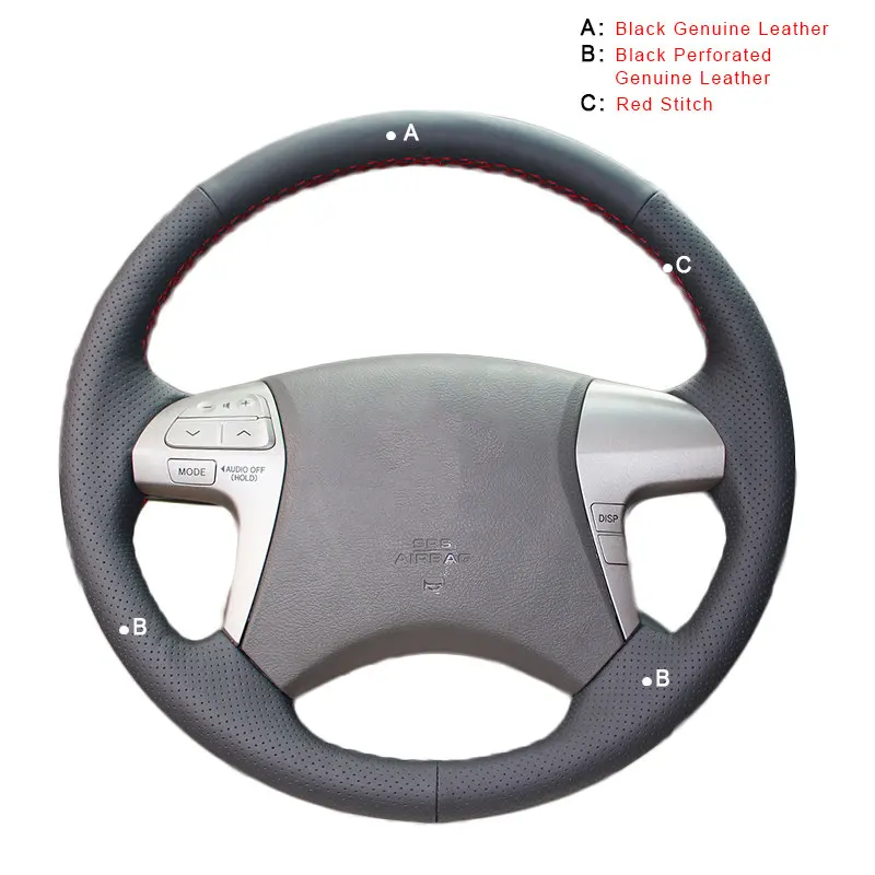 Автомобильная Оплетка на руль для Toyota Highlander 2009- Camry 2007-2011 авто-Стайлинг чехлы на руль - Название цвета: Genuine Leather