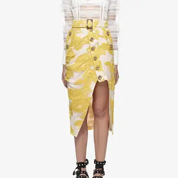 

High Waist Skirt Womens Yellow Midi Skirts SALE