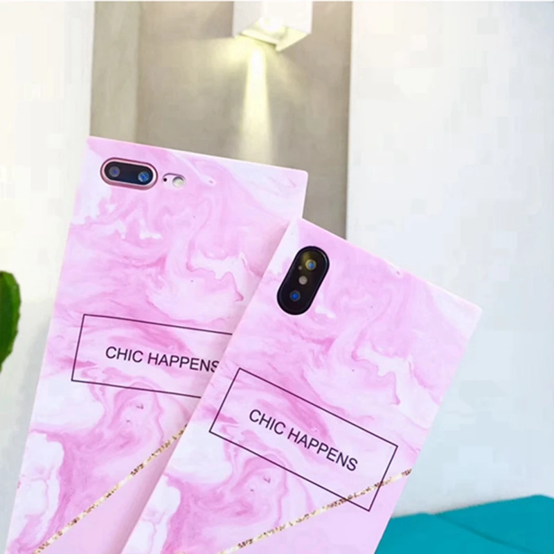 WMZSUCC Chic Happens Pink Cloud Anti Knock Square Angle Silicone Soft