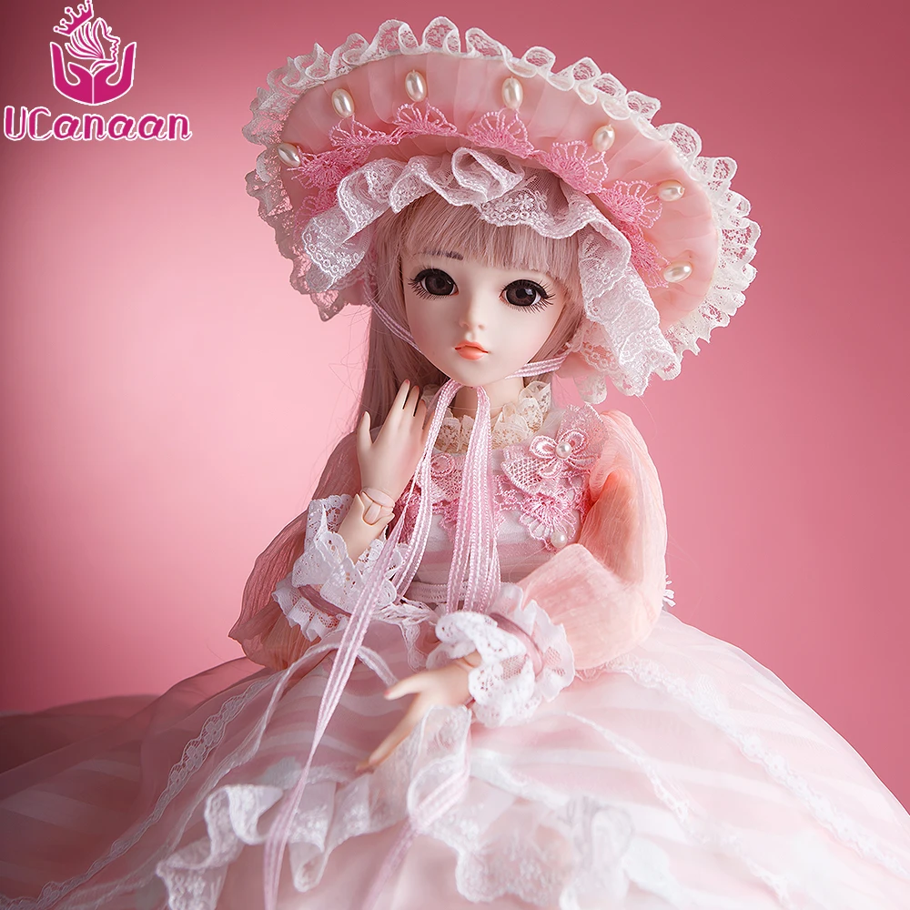 UCanaan 60CM BJD Dolls New Arrival SD Dolls With Outfit Elegant Dress Wigs Shose Hat Makeup Beautiful Dream Girls Toys KD Dolls