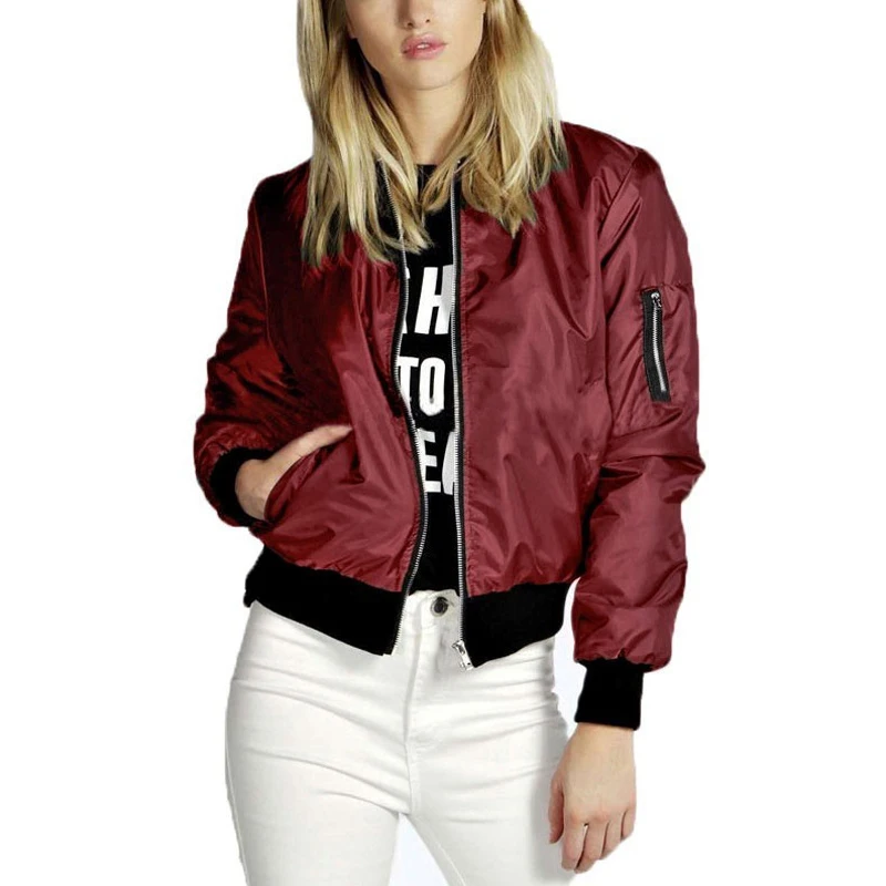 

Spring Autumn Women Lady Thin Jackets Fashion Basic Bomber Jacket Long Sleeve Coat Casual Stand Collar Thin Slim Fit Outerwear