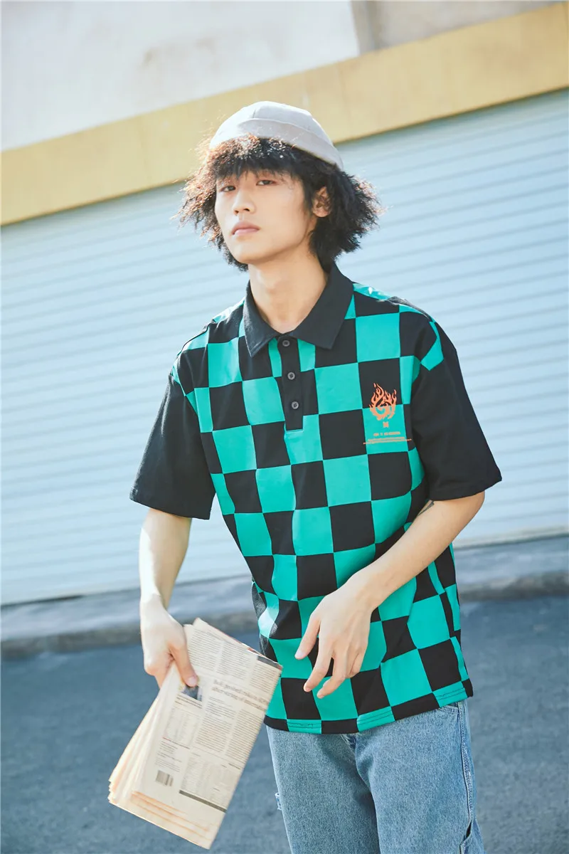 Bebovizi летняя уличная одежда в стиле «хип-хоп», тренд Стиль клетчатый плед печати поло рубашки мужские хлопковые с короткими рукавами Camisa Polo