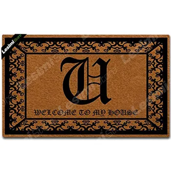 

Unique Gate Pad Take off Your Shoes Door Mat Decor Border Capital Letter U Family Name Printed Doormat Non Slip Entrance Pad
