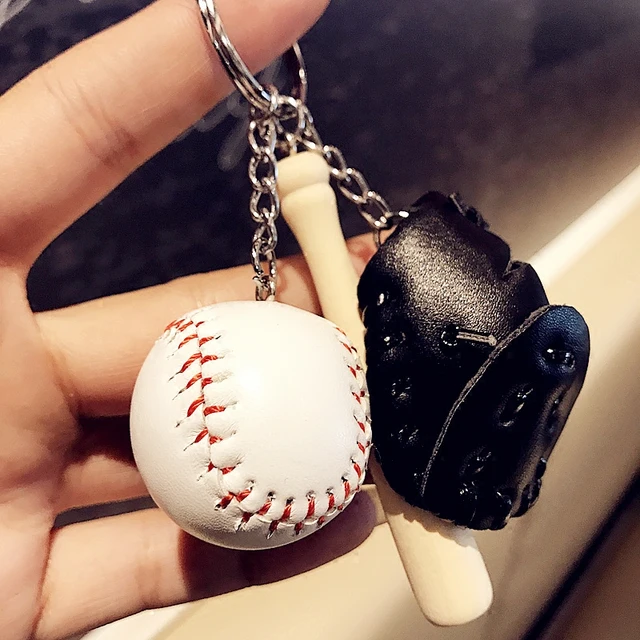 Luxury Leather Baseball Keychain Handmade PU Baseball Cap,Softball