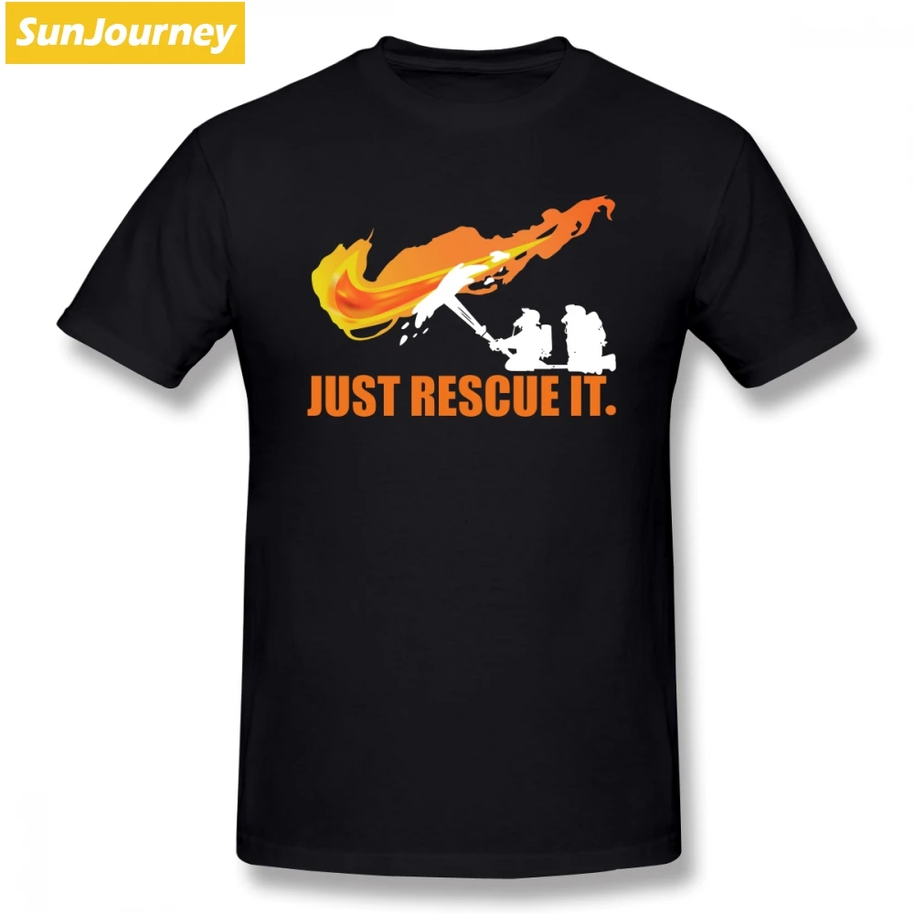 Последняя Для мужчин футболка для спасения огня пожарный Изделие из хлопка с короткими рукавами и круглым вырезом, большие Размеры футболка для мужчин топы, футболки