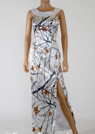free shipping true timber snowfall white camo formal long slit evening
gown dresses 2017 new styles size 0 custom make
