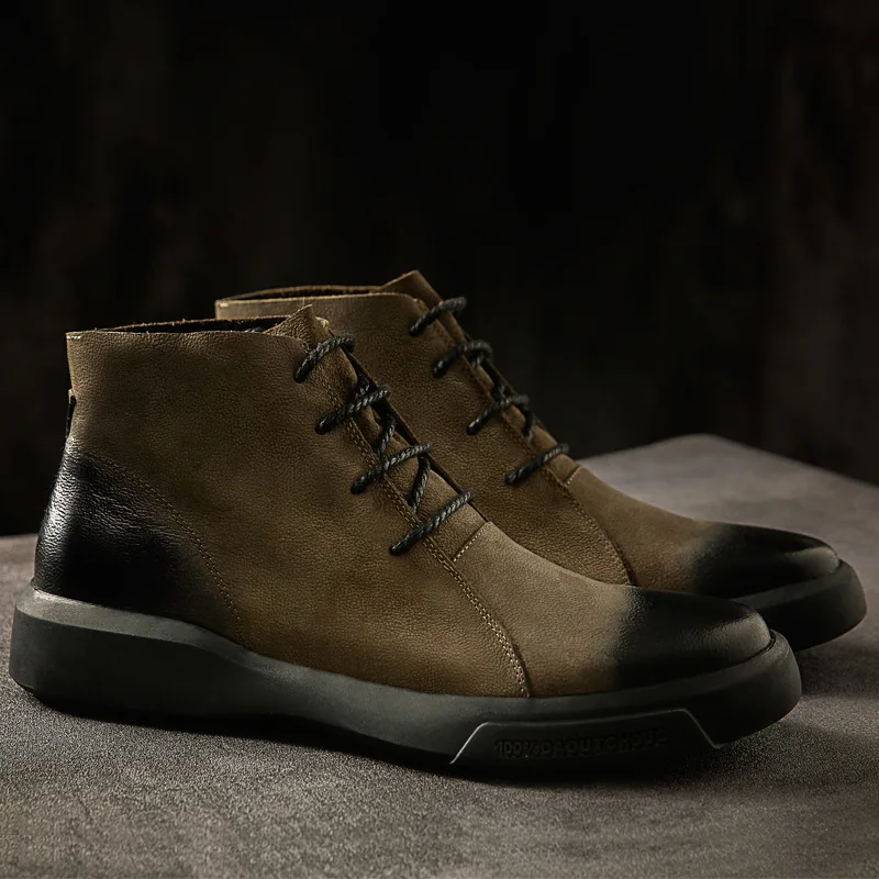 Для мужчин повседневная обувь высокая ботильоны роскошные кроссовки из натуральной кожи кроссовки на шнуровке зимние мужские ботинки Брендовая обувь на плоской подошве