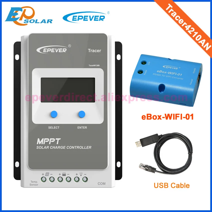 

Solar mppt EPEVER Tracer4210AN 40A 40amps EPsolar Solae cells charging regulator USB cable wifi for Android Phone APP