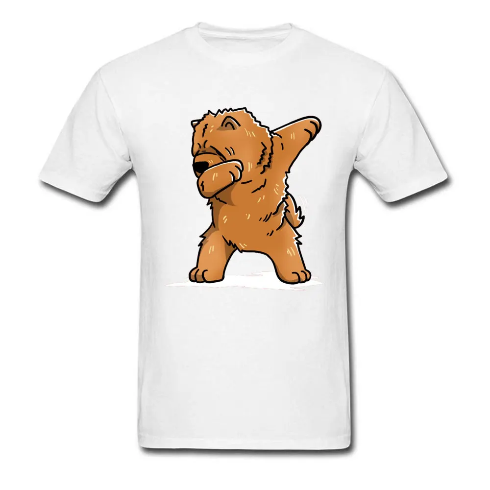 Funny-Dabbing-Chow-Chow-Dog- Short Sleeve Tops & Tees Round Collar 100% Cotton Men T Shirts Casual Tee Shirt New Coming Funny-Dabbing-Chow-Chow-Dog- white