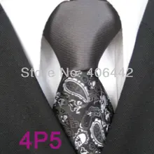 YIBEI coahella галстуки из микрофибры контрастный галстук с ярким узором дизайн тонкий галстук темно-серый узел черный низ серебро Пейсли граваты