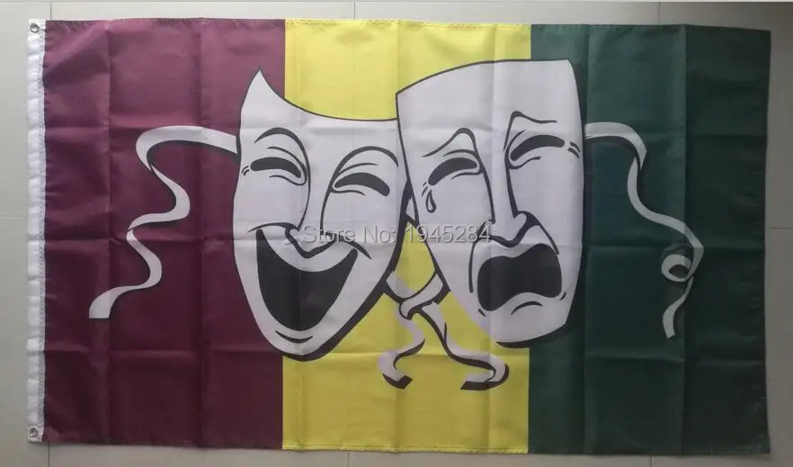 Comedy And Tragedy Theatre Masks Flag Banner Decoration Custom Flag Banner New 3x5ft 90x150cm