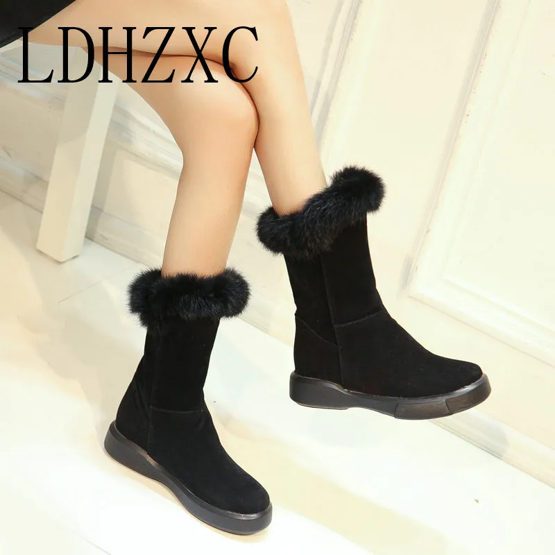 

LDHZXC Snow Boots Fashion Women Shoes Platform Flock Winter Boots Women Ankle Boots Women Shoes Boots Size 34-43
