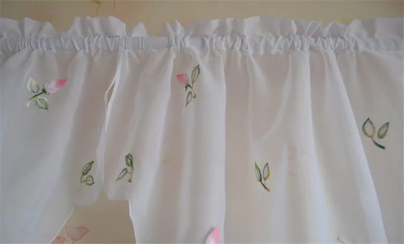 Вышитая Цветочная занавеска для окон с розовым перцем|kitchen curtains blinds|short kitchencurtain