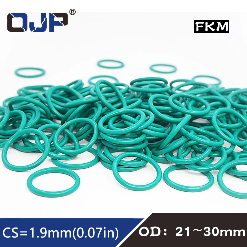 

5PCS/lot Rubber Ring Green FKM O ring Seal 1.9mm Thickness OD21/22/23/24/25/26/27/28/29/30mm Rubber ORing Seal Oil Gasket Washer