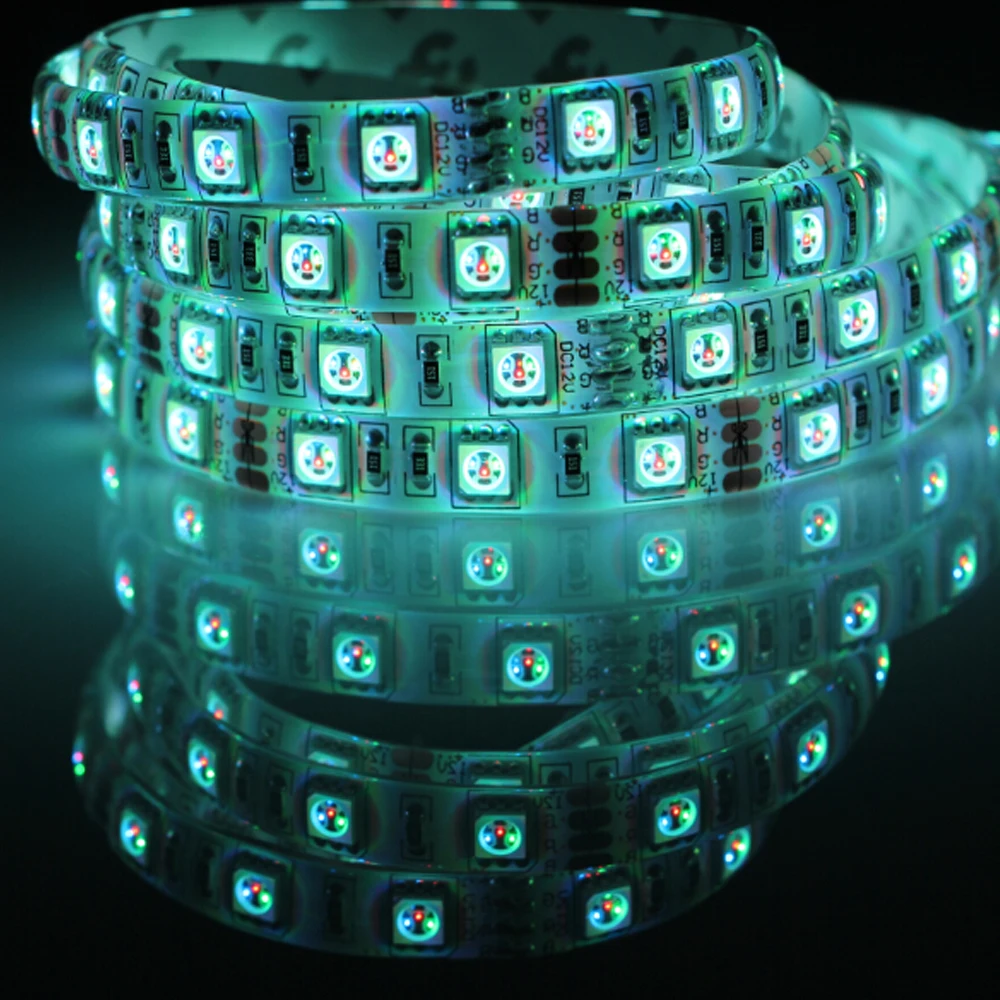 Светодиодная лента 5050 SMD RGB 12 В постоянного тока 1/5 м не ip65 ip67 ip68 водонепроницаемая