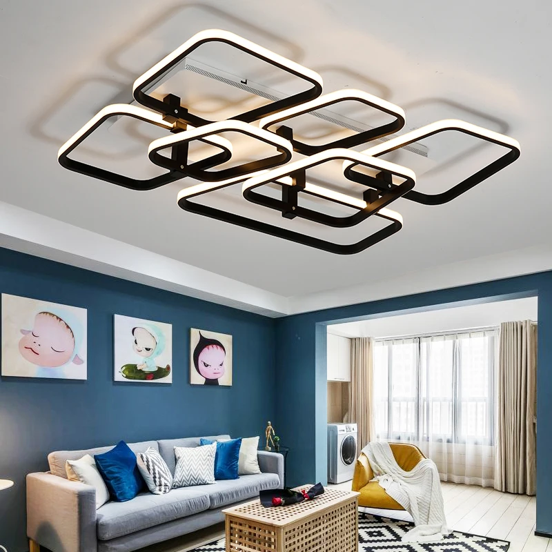 

Rectangle Aluminum Modern Led ceiling lights for living room bedroom Stury Room AC85-265V White/Black Ceiling Lamp Fixtures