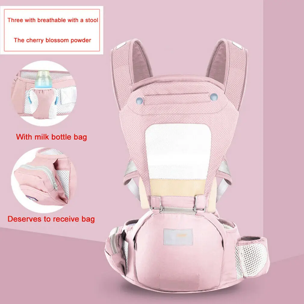 Высококачественная безопасная переноска для младенца дышащий эргономичный рюкзак на лямках обновление - Цвет: pink Breathable