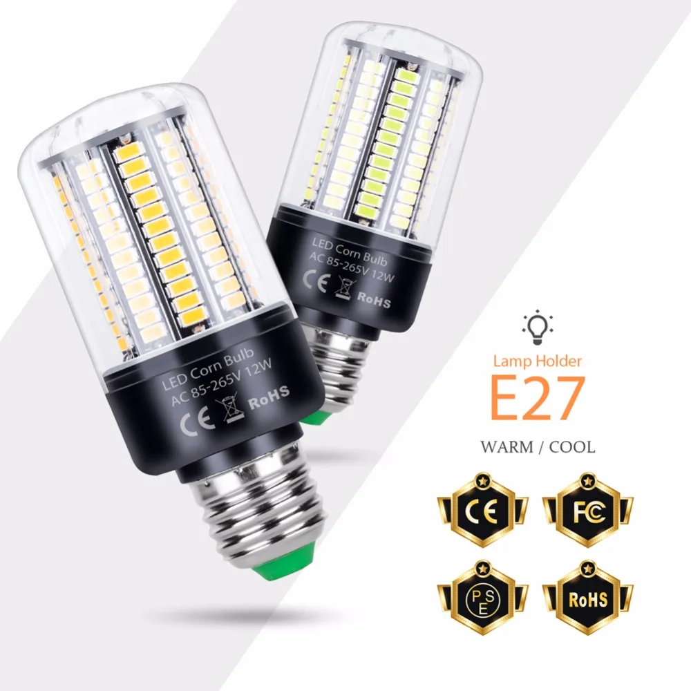 

E27 Led Lamp E14 Led Light 220V 110V Led Bub 3.5W 5W 7W 12W 15W 20W Leds Corn Light SMD 5736 No Flicker Home Chandelier Lighting
