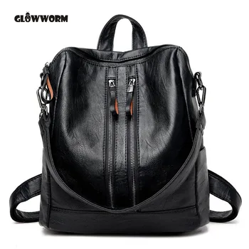 

Women Genuine Leather Backpack School Bags For Teenagers Girl's Travel Bag Designer High Quality Sheepskin Backpacks Mochilas