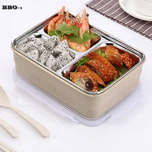 Portable Japanese Bento Lunch Boxs Set Steel Thermal Lunch Boxs Teaspoon Fork For Kids Picnic Food Container 3-Grids