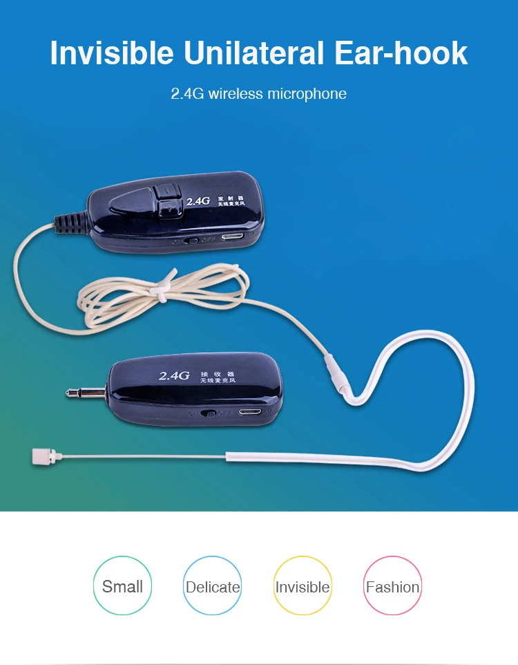 Ear Hook 2.4G Wireless Microphone Lavalier Lapel MIC for Voice Amplifier Mobile Phone Condenser Microphone Karaoke System (1)