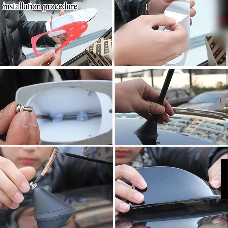 Car antenna Car Shark Fin Antenna Fin Shape Auto Roof Aerial No drilling Radio FM/AM Signal Vehicle Accessories Universal for Most Car Water