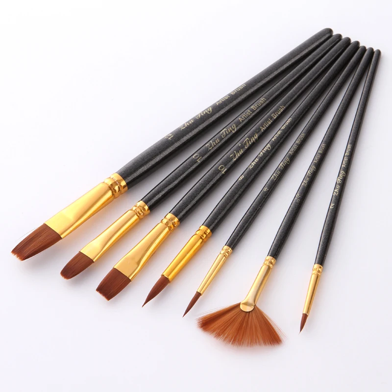 

Wholesale Paint 7Pcs Nylon Hair Paint Brushes Artist Oil Watercolor Painting Brush For Learning Oil Acrylic Art Supplies