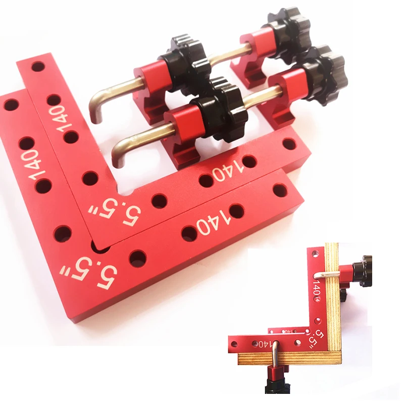 

5.5" L Shape Corner Clamps Wood Metal Right Angle Aluminium Alloy 90 Degree Right Angle Clamp Quick Fixed Wood Working Tool