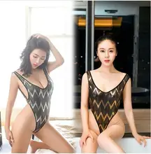 2016 New Arrive Sexy Lingerie for Women Gold Shinny Bodysuit Teddy High Cut Babydoll Super Sexy Suit Backless Detail