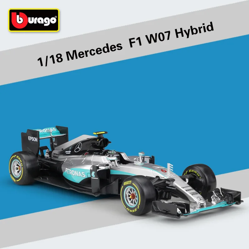 1:18 Bburago F1 бензамид W07 гоночный автомобиль литой модельный автомобиль - Цвет: No6 2016